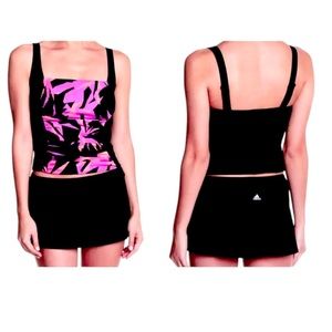 $54 Adidas Skirtini Swim Bottoms 16 XLarge Black Sport Skirt Skort Stretch Waist